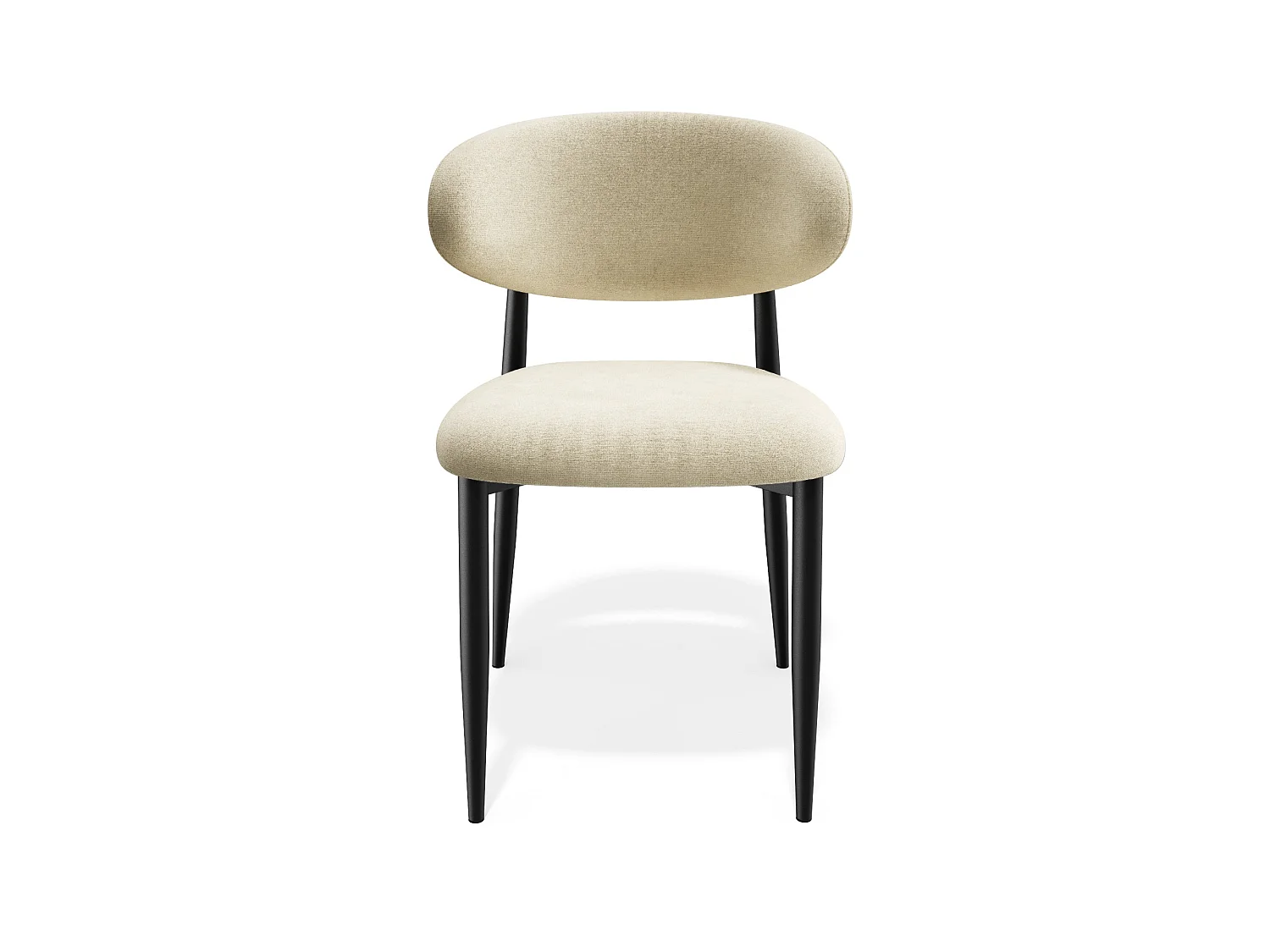 Lot de 2 chaises LINA en tissu tramé toucher doux crème
