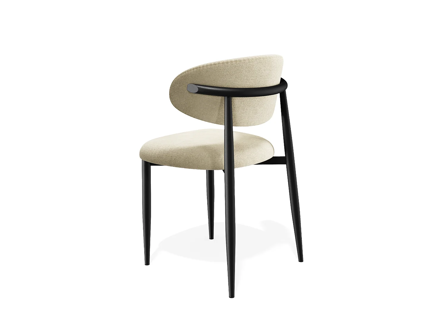 Lot de 2 chaises LINA en tissu tramé toucher doux crème
