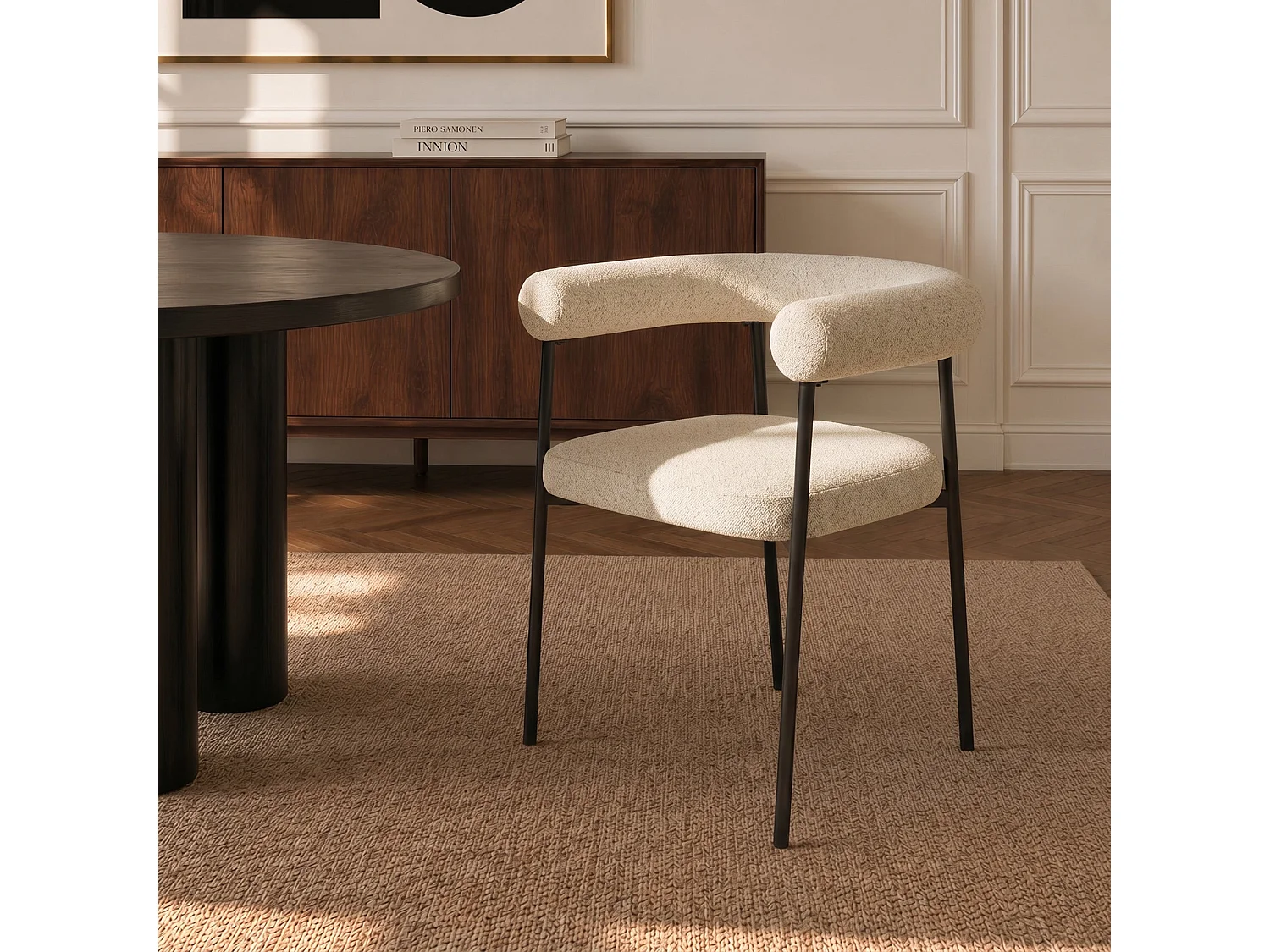 Lot de 2 chaises LOU en velours texturé crème