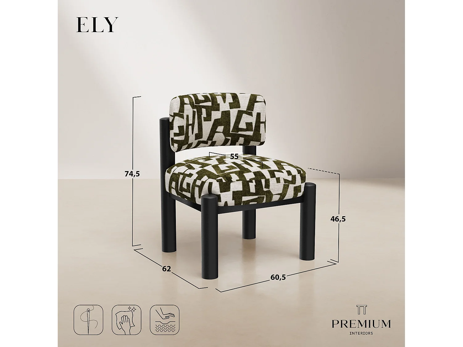 Fauteuil ELY en tissu texturé à motif terracotta