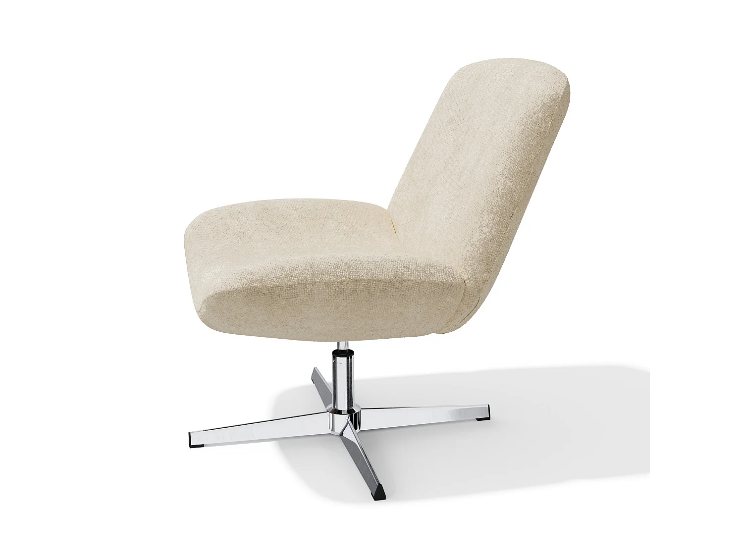 Fauteuil pivotant ABY en velours texturé crème
