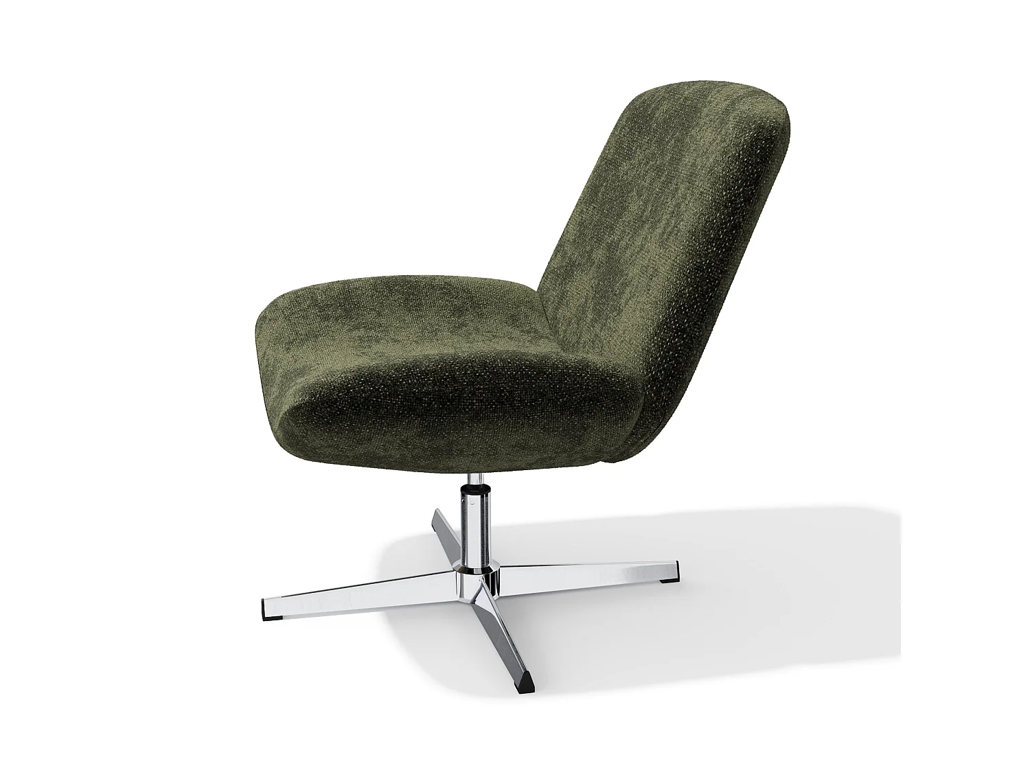Fauteuil pivotant ABY en velours texturé vert vintage