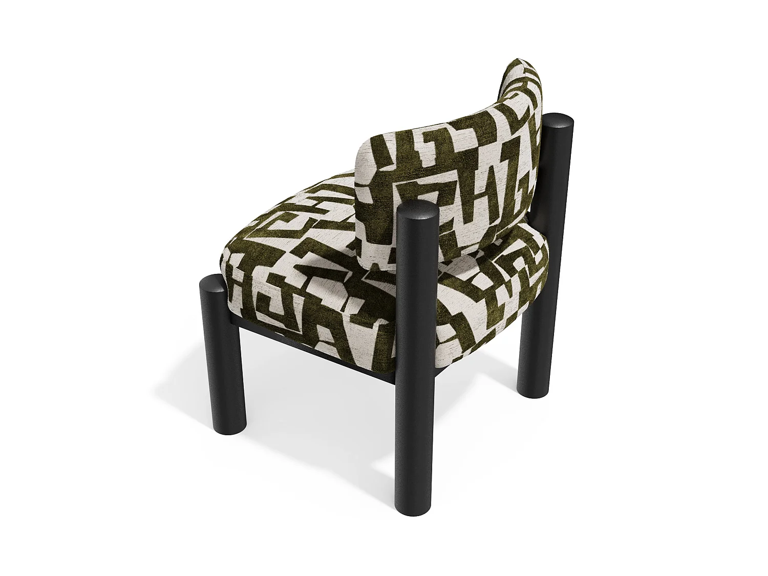 Fauteuil ELY en tissu texturé à motif vert vintage