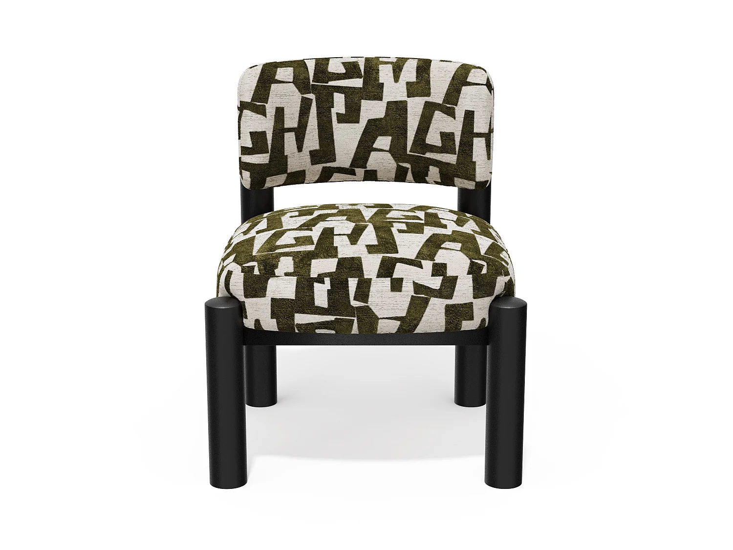 Fauteuil ELY en tissu texturé à motif vert vintage
