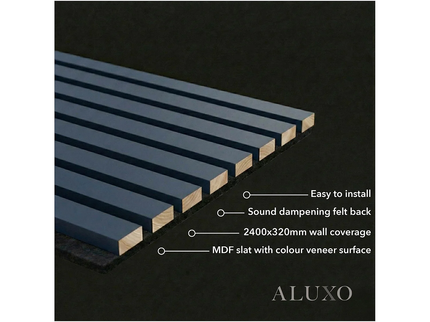 Panelux™ Pro Dove Grey Coloured Acoustic Wood Wall Panel 3-Sided Wrap 240cm x 32cm (Set of 2)