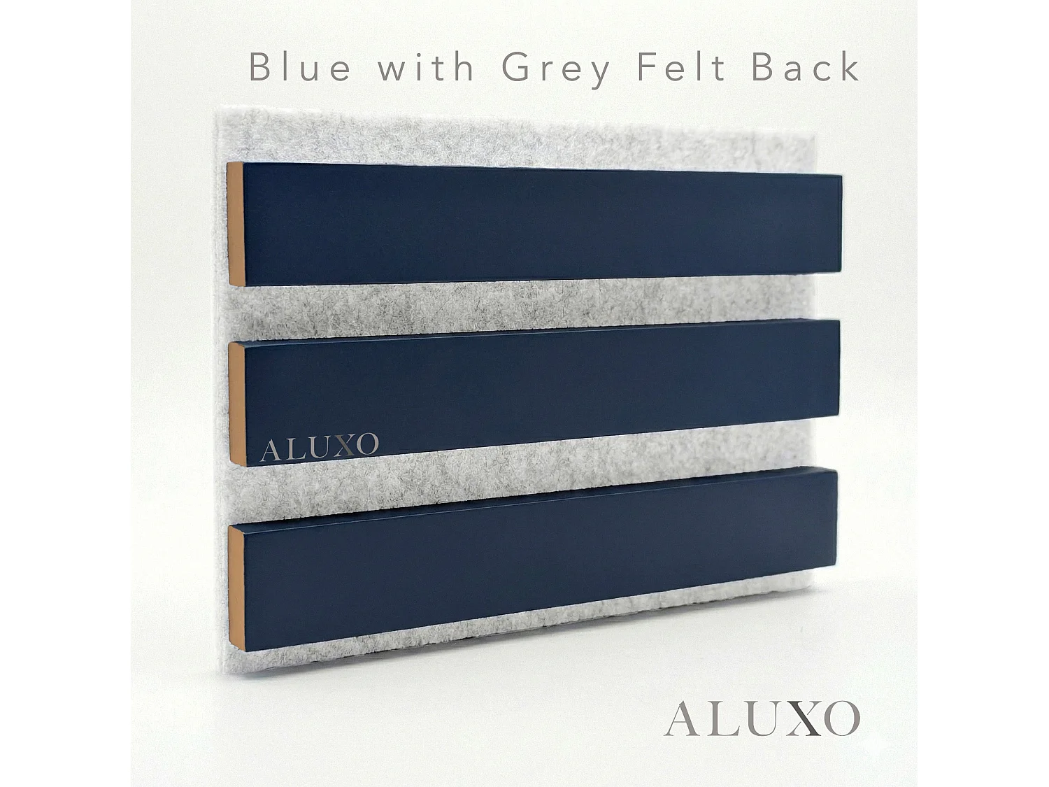 Panelux™ Pro Blue Coloured Acoustic Wood Wall Panel Grey Felt Backing 3-Sided Wrap 240cm x 32cm (Set of 2)