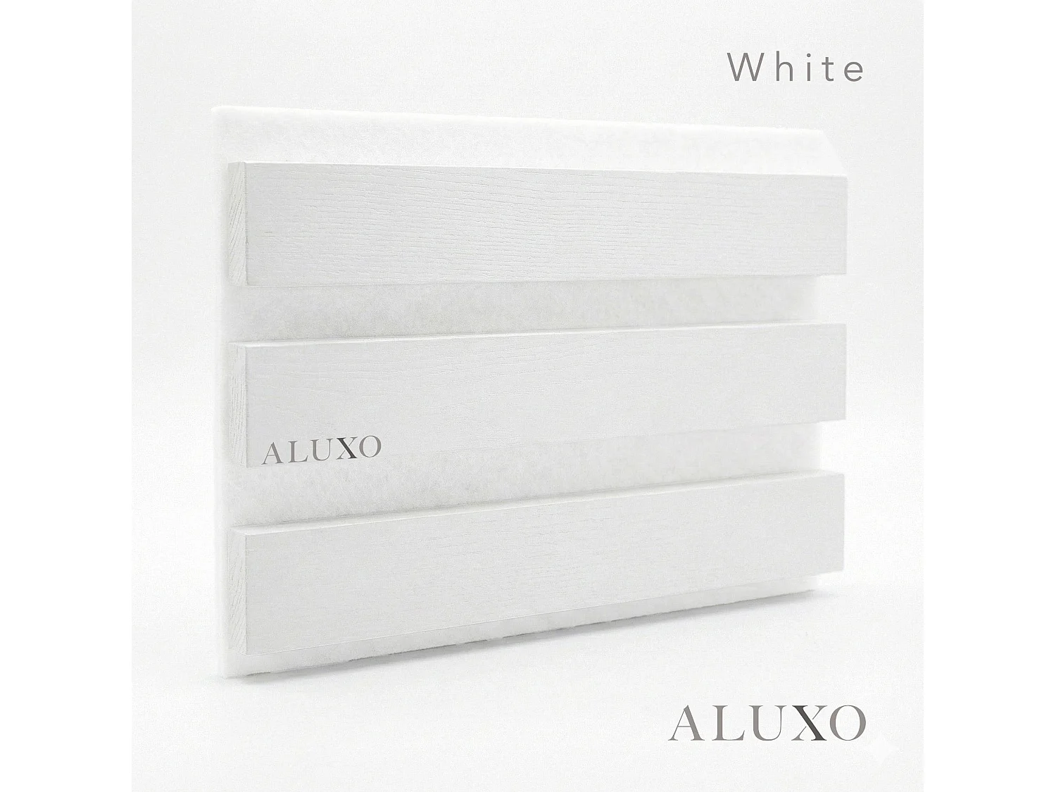Panelux™ Pro White Coloured Acoustic Wood Wall Panel on White Felt Backing 3-Sided Wrap 240cm x 32cm (Set of 2)
