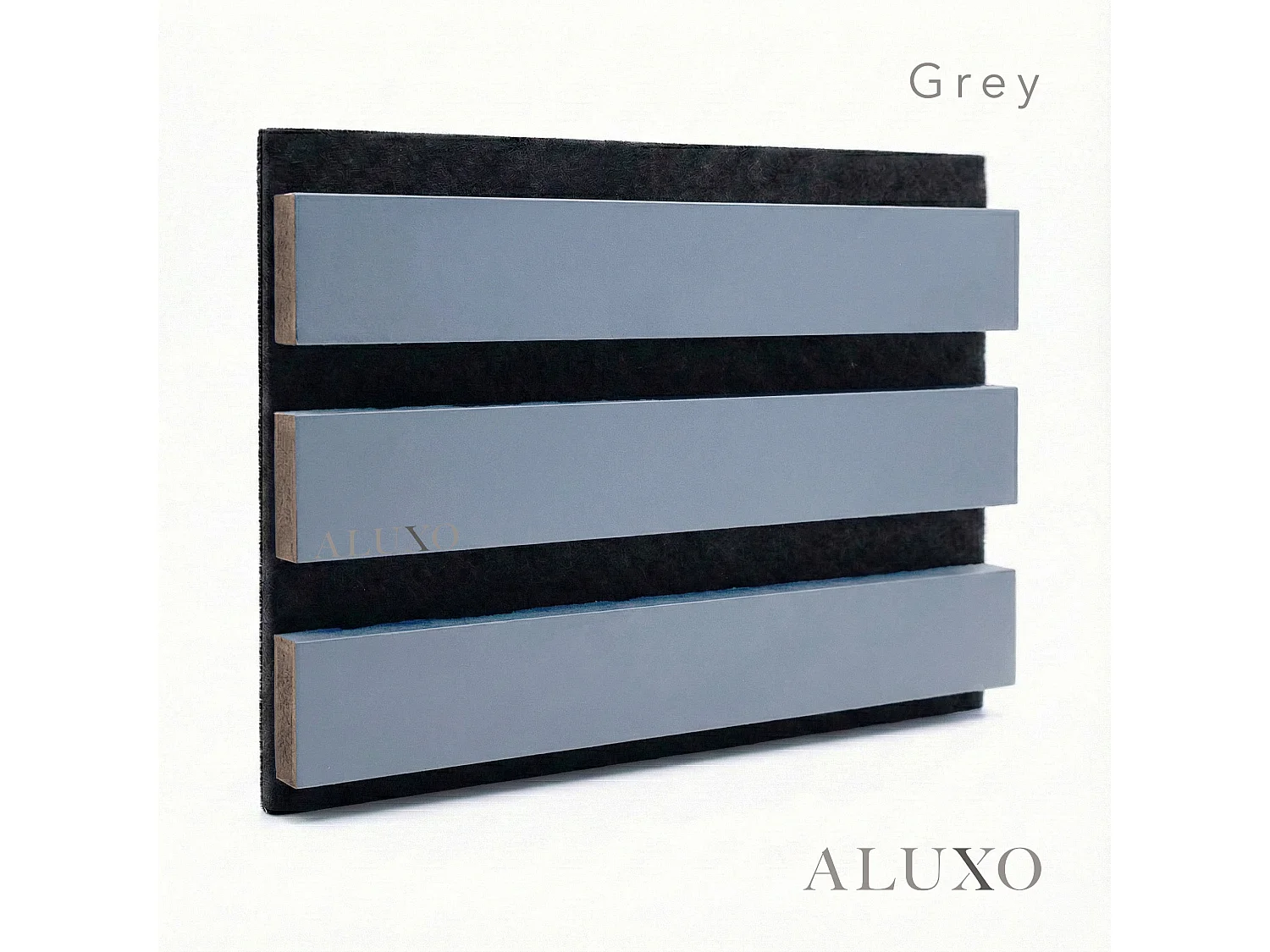 Panelux™ Pro Grey Coloured Acoustic Wood Wall Panel 3-Sided Wrap 240cm x 32cm (Set of 2)