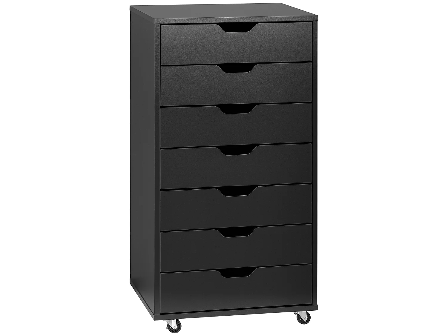 Caisson bureau - rangement bureau 7 tiroirs - dim. 47,5L x 39,5l x 90H cm - noir