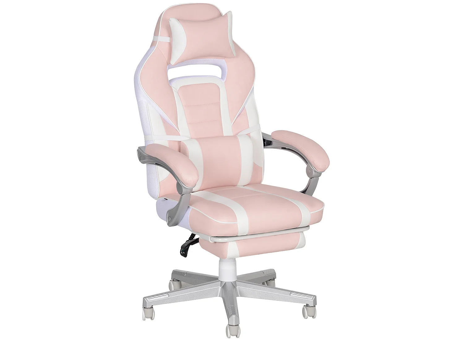 Chaise gaming inclinable réglable repose-pieds rétractable blanc rose pâle