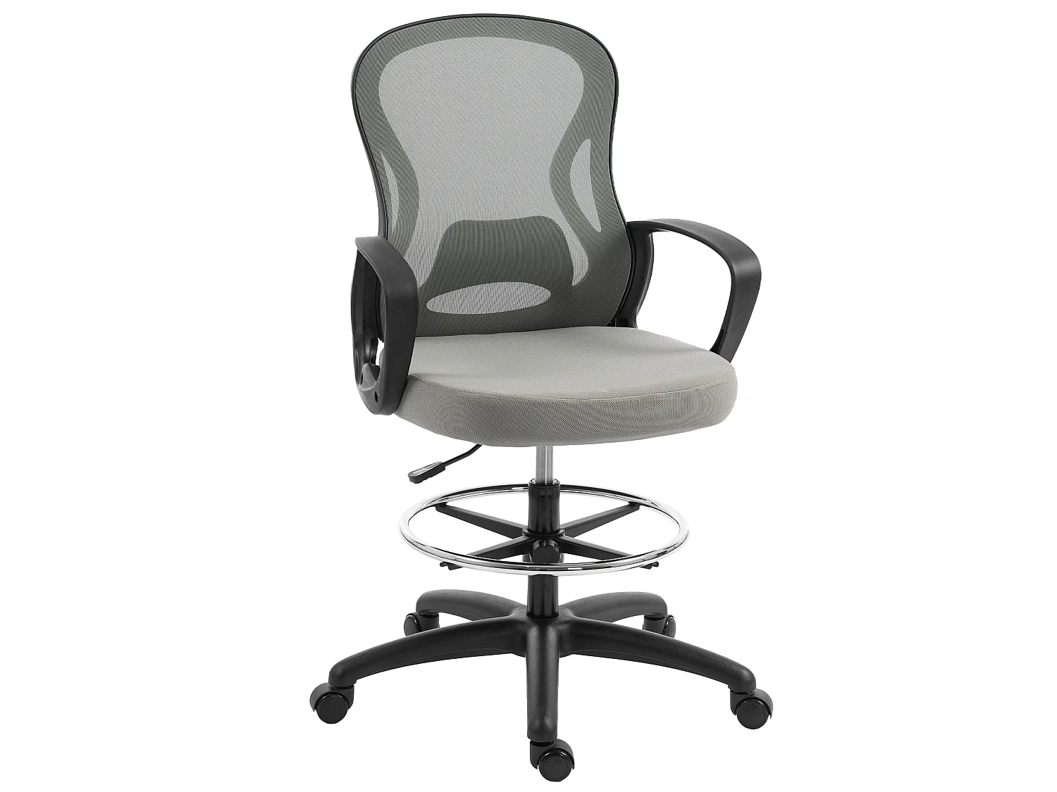 Chaise de bureau assise haute réglable pivotant 360° maille respirante gris