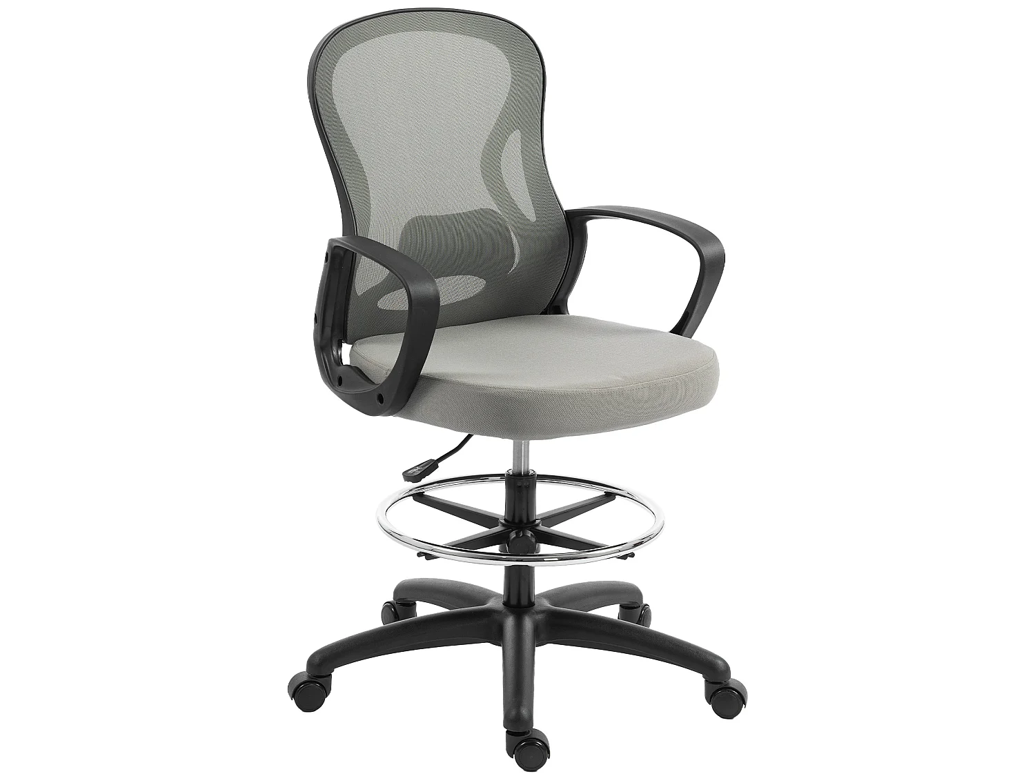 Chaise de bureau assise haute réglable pivotant 360° maille respirante gris