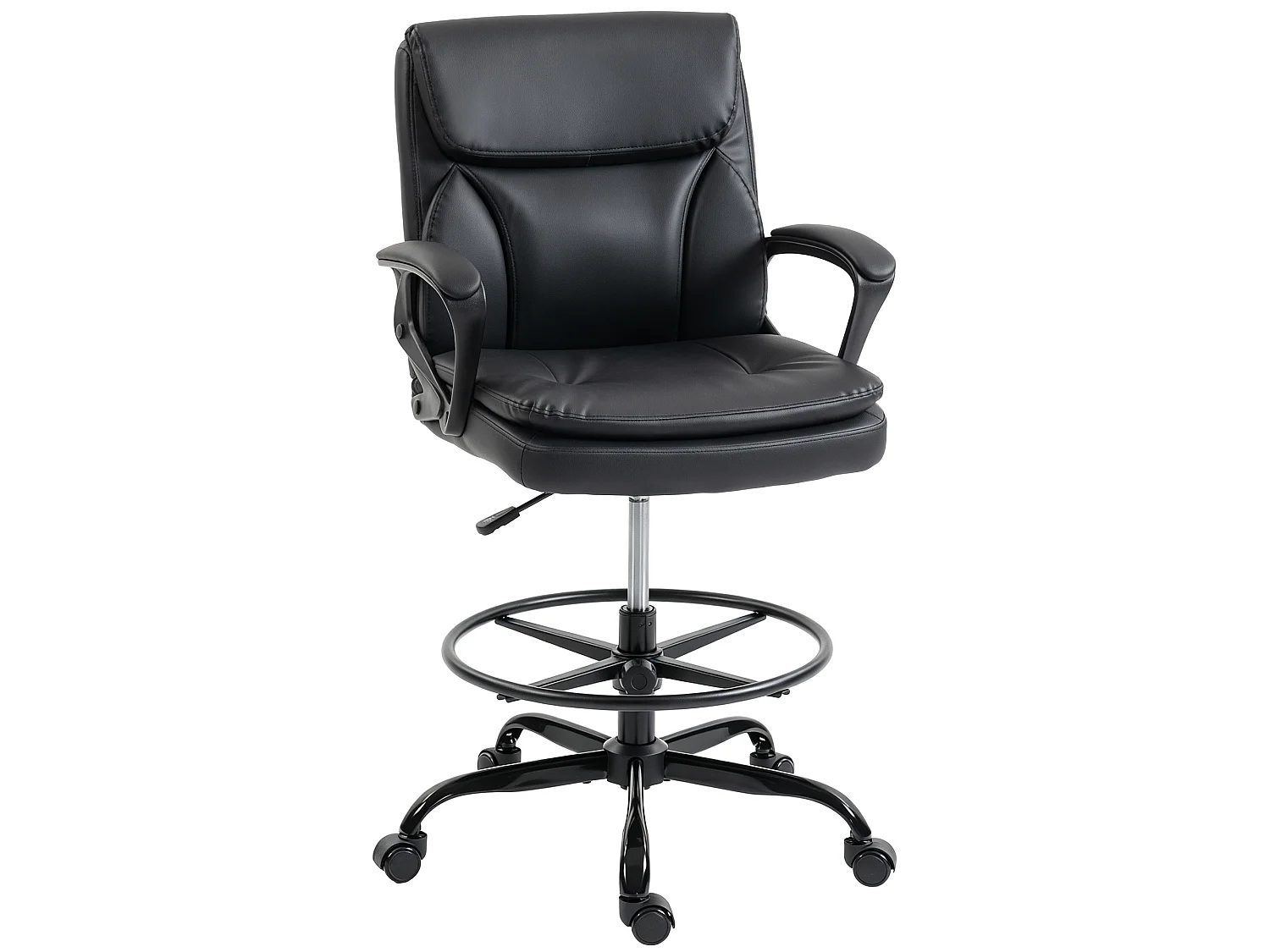 Chaise bureau ergonomique assise haute réglable repose-pieds noir