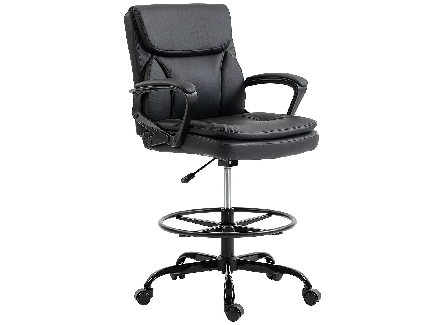 Chaise bureau ergonomique assise haute réglable repose-pieds noir