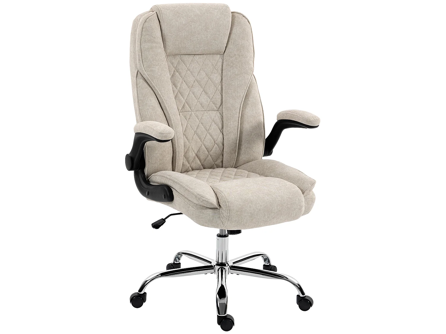Fauteuil de bureau style Chesterfield réglable accoudoirs rabattables velours beige