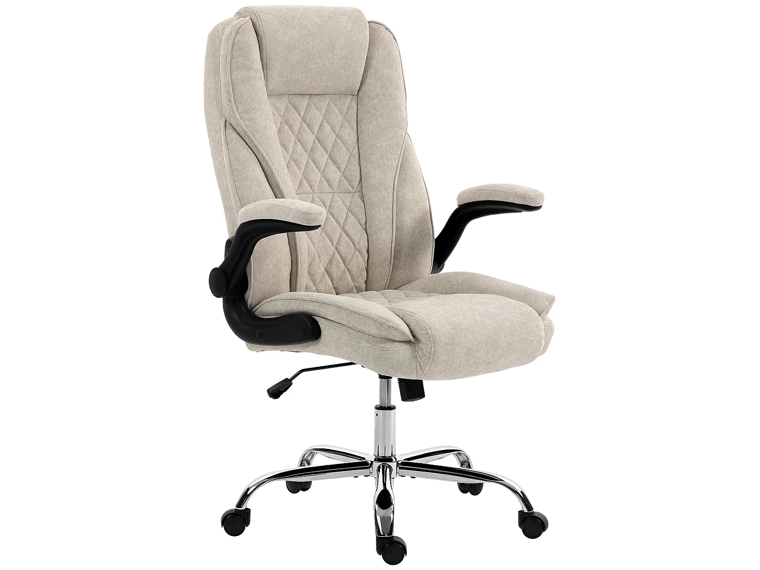 Fauteuil de bureau style Chesterfield réglable accoudoirs rabattables velours beige