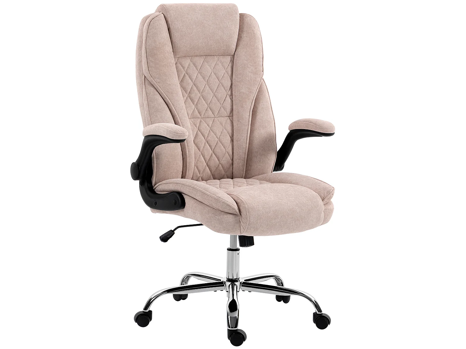 Fauteuil de bureau style Chesterfield réglable accoudoirs rabattables velours rose