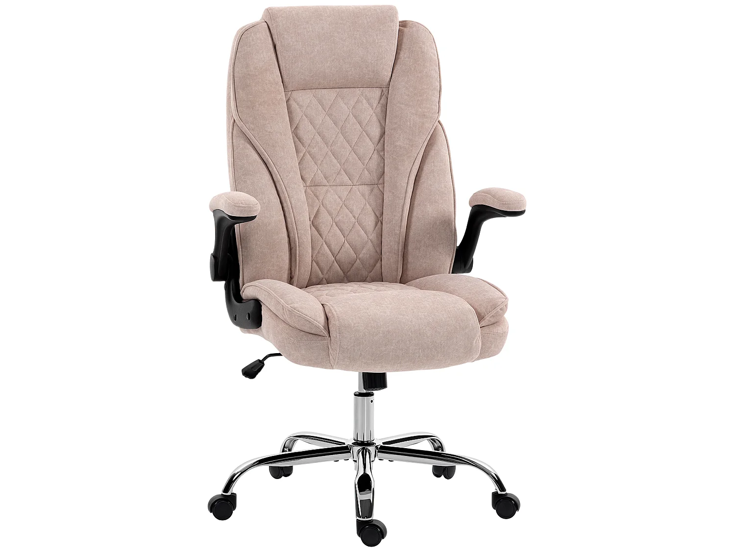 Fauteuil de bureau style Chesterfield réglable accoudoirs rabattables velours rose