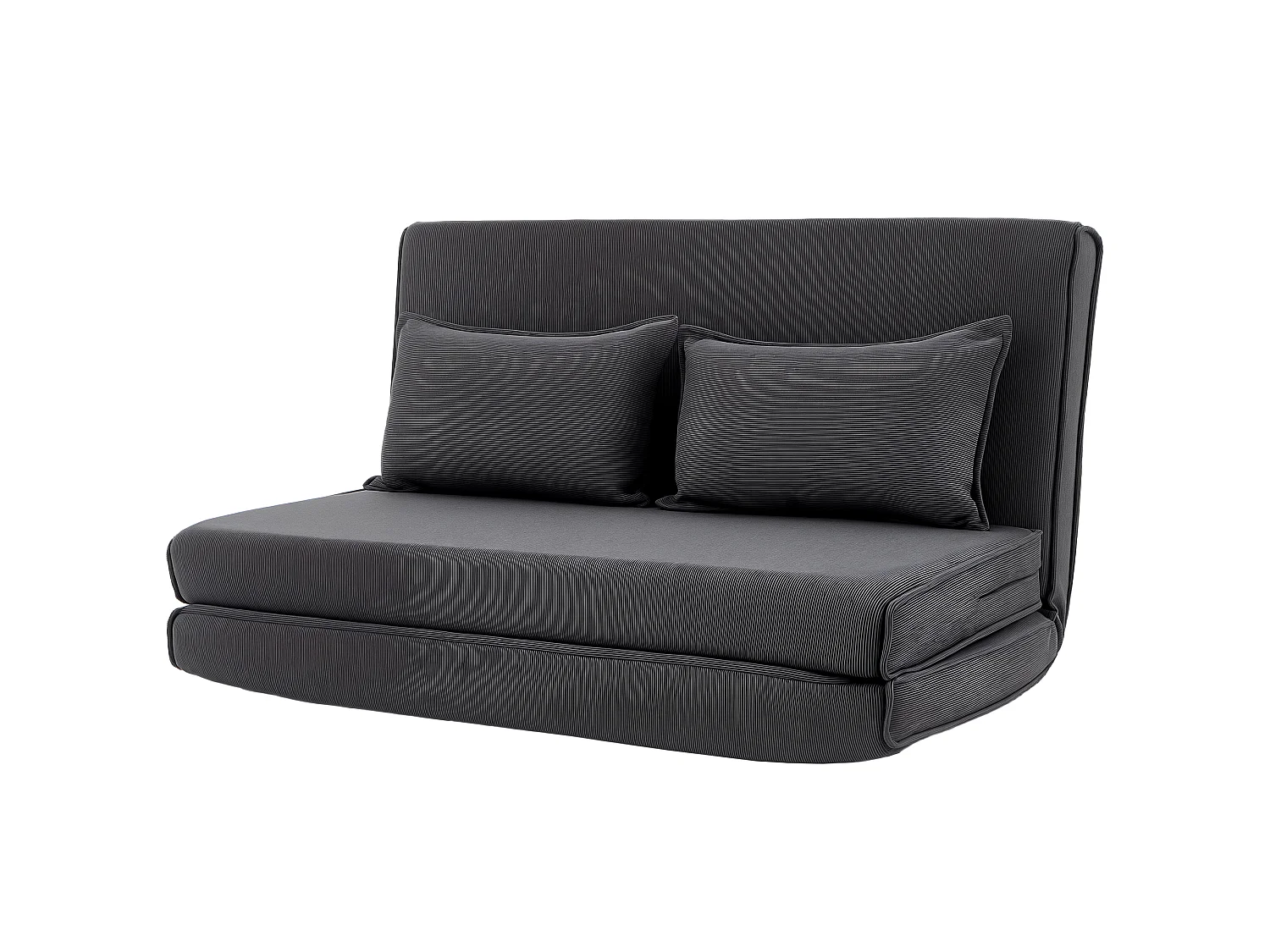 Chauffeuse 2 places convertible velours côtelé 2 coussins anthracite