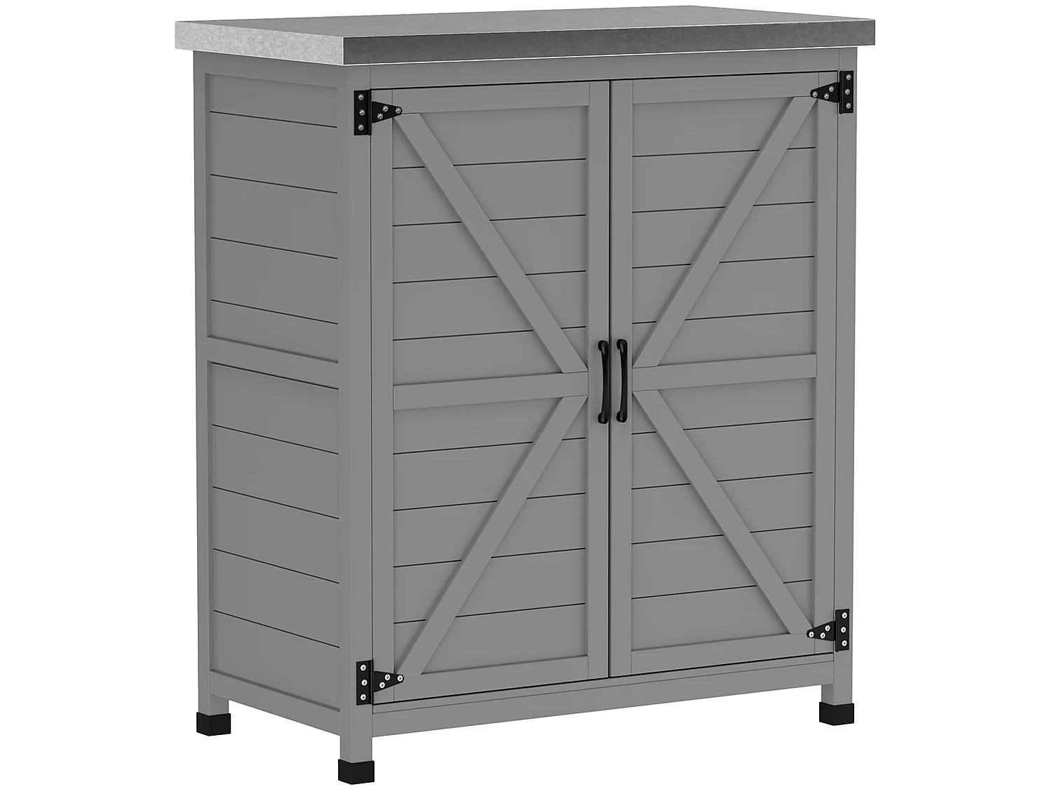 Armoire de jardin bois 2 portes étagère plateau rempotage acier galvanisé