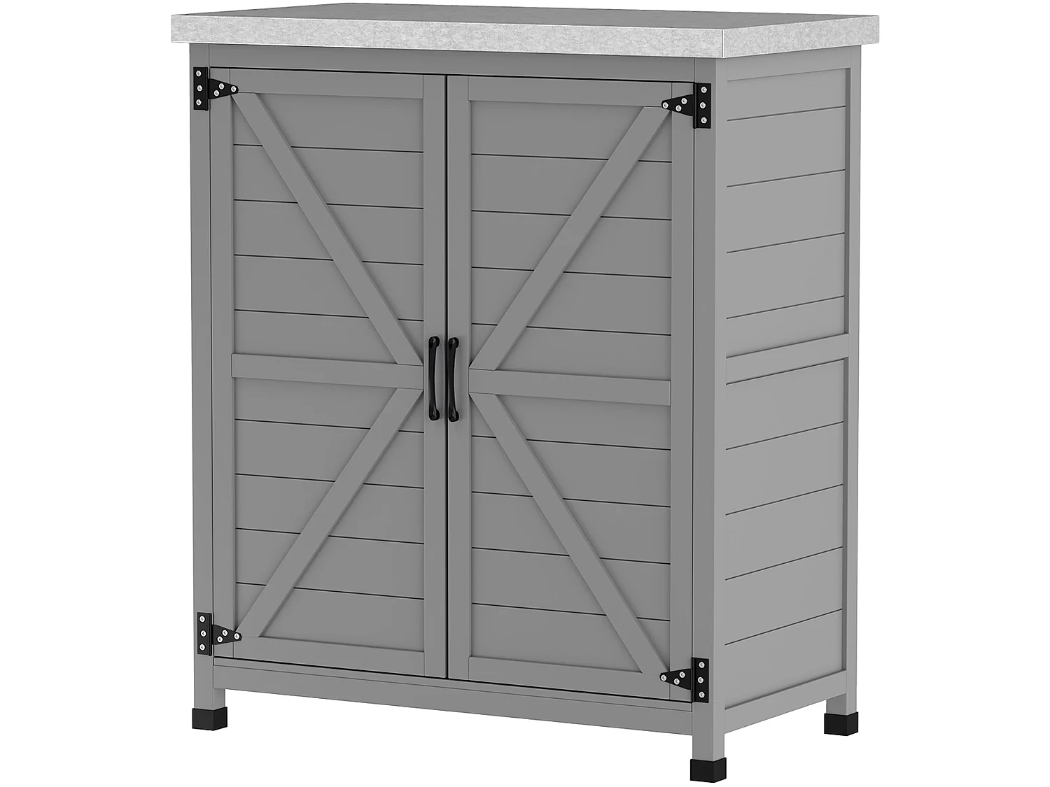 Armoire de jardin bois 2 portes étagère plateau rempotage acier galvanisé