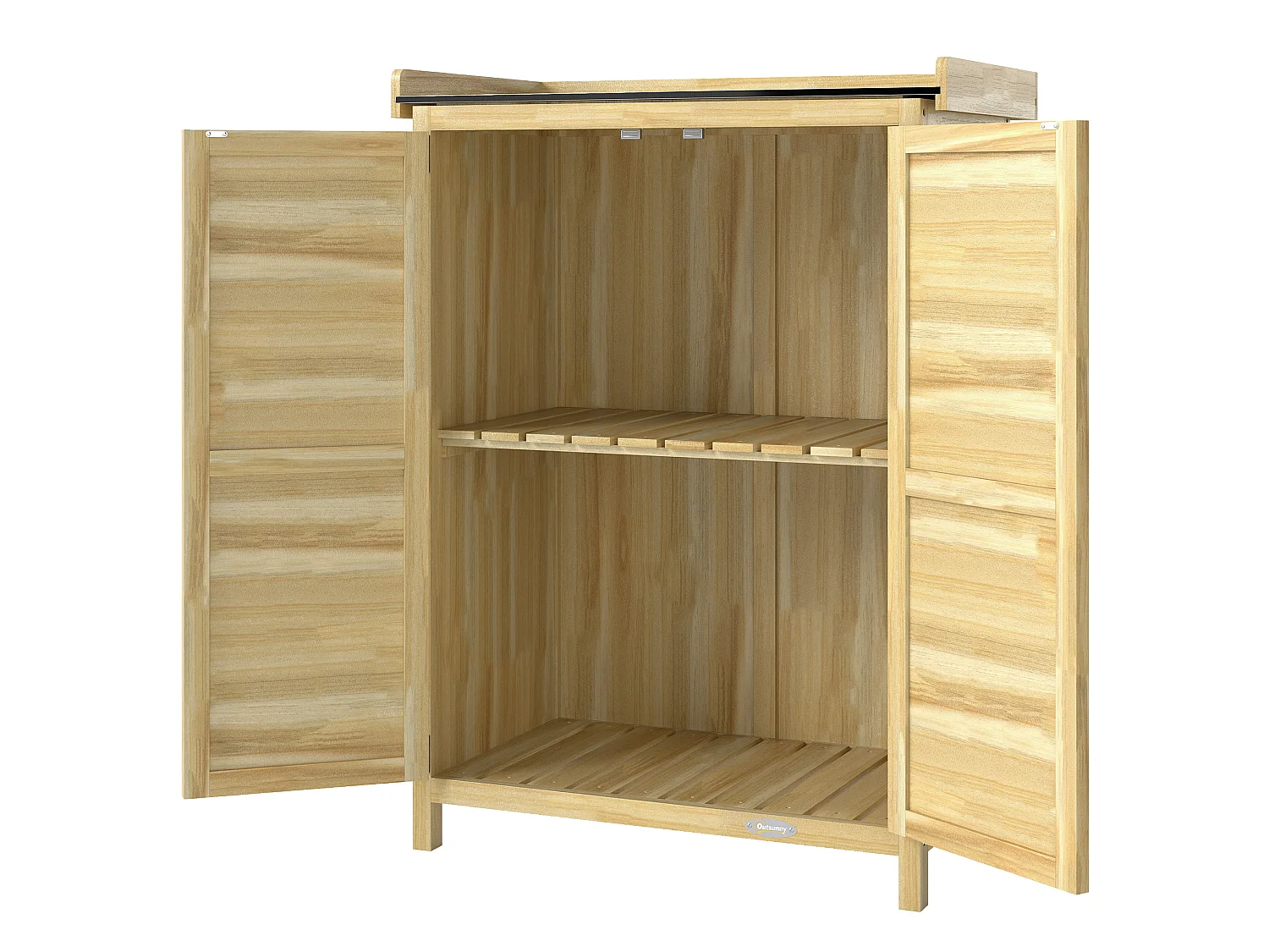 Armoire de jardin bois 2 portes étagère espace rempotage acier galvanisé