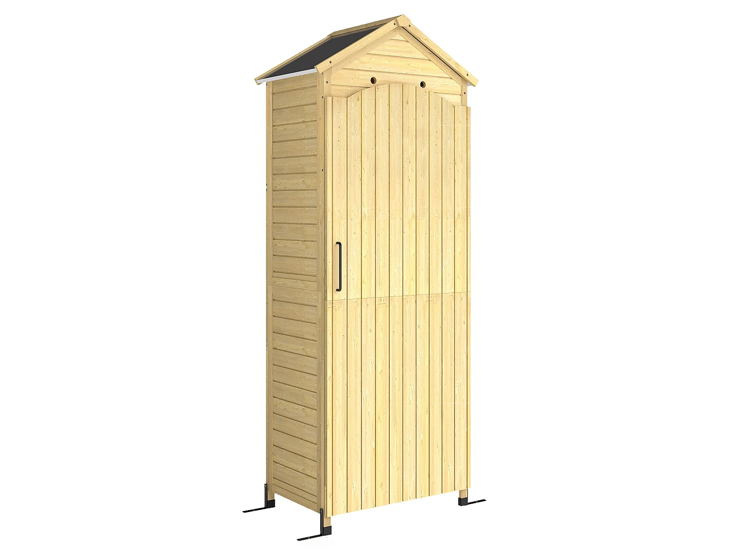 Armoire de jardin bois sur pieds H.213cm 2 étagères toit double pente métal