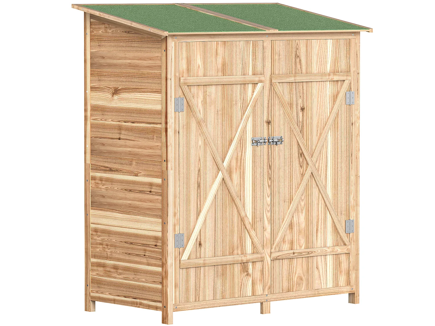Armoire de jardin bois 2 portes 2 étagères toit bitumé 140 x 75 x 157 cm