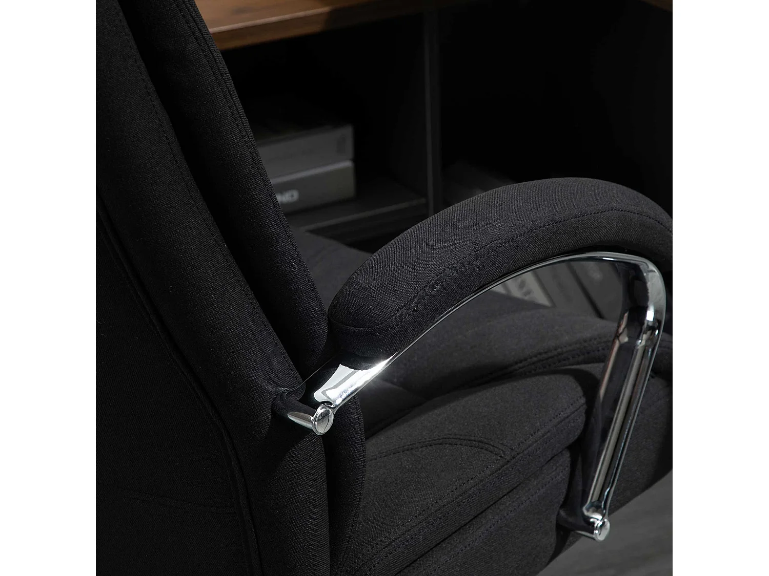 Fauteuil de bureau manager - chaise de bureau grand confort réglable pivotante - acier chromé tissu noir
