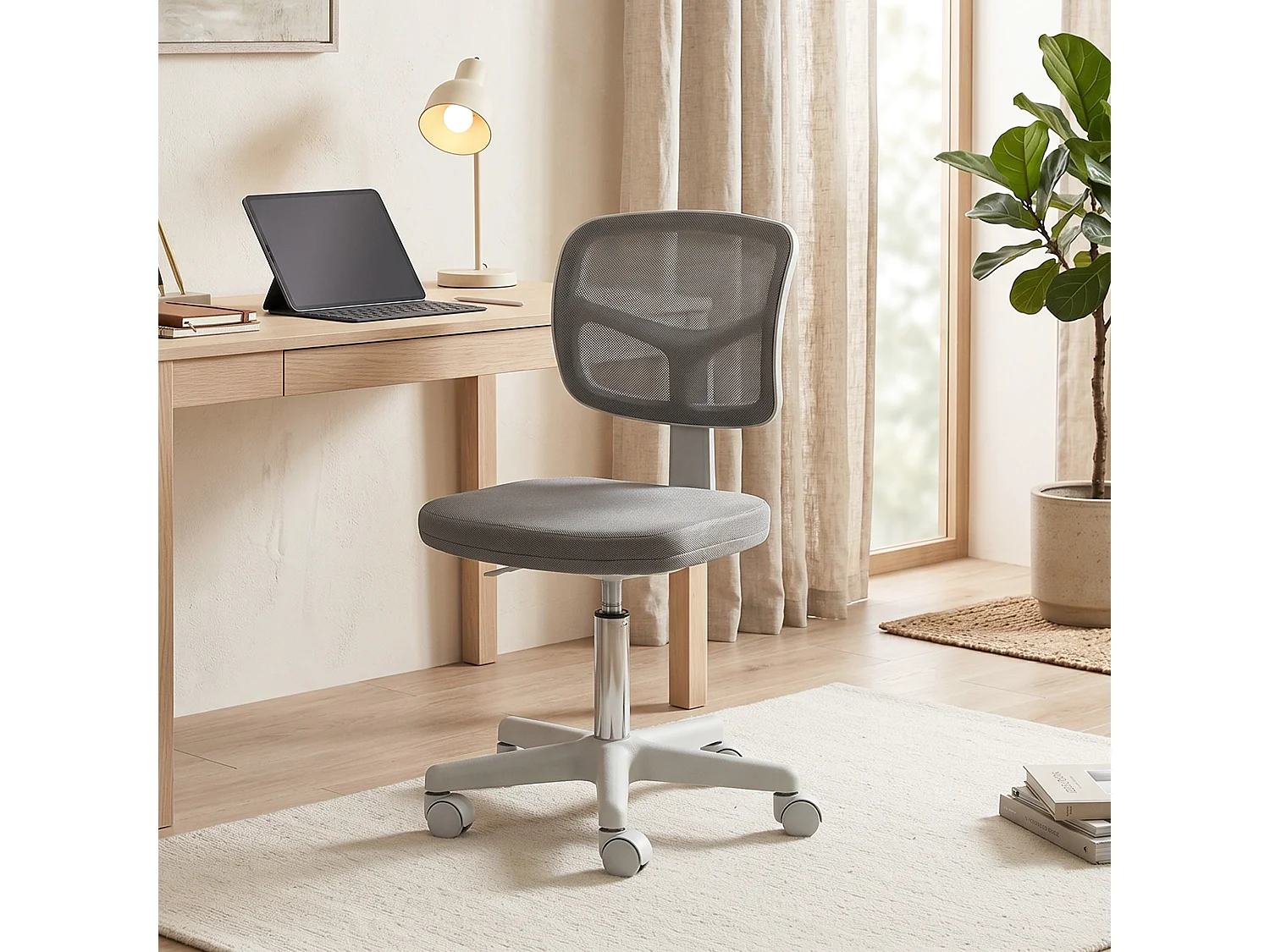 Chaise de bureau ergonomique hauteur réglable dossier enveloppant maille gris