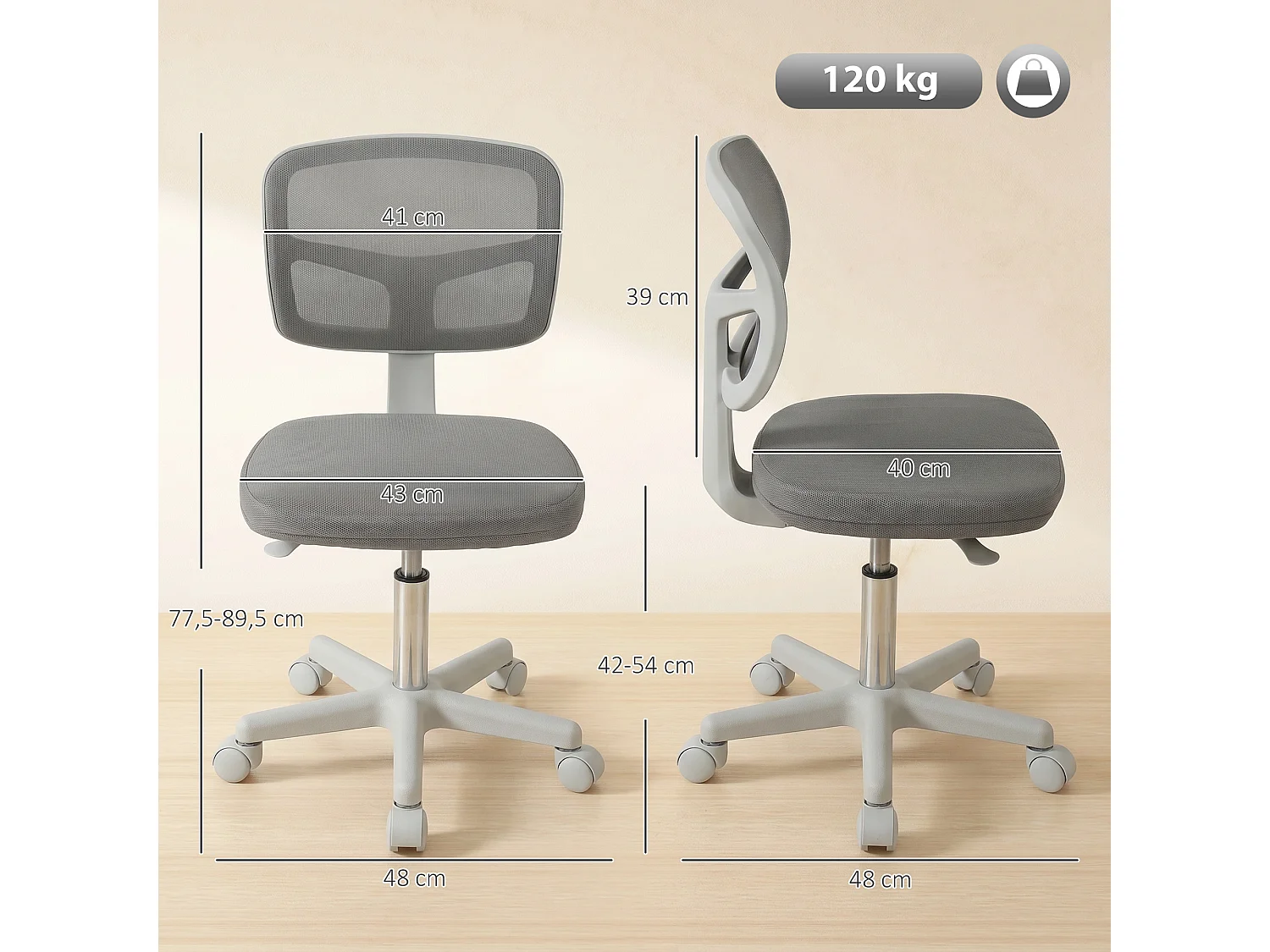 Chaise de bureau ergonomique hauteur réglable dossier enveloppant maille gris