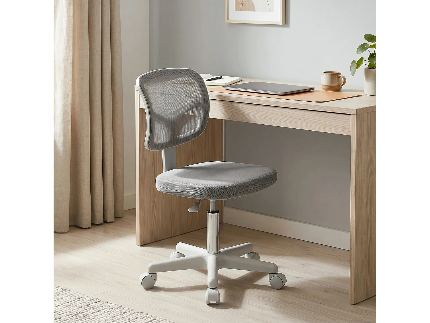 Chaise de bureau ergonomique hauteur réglable dossier enveloppant maille gris