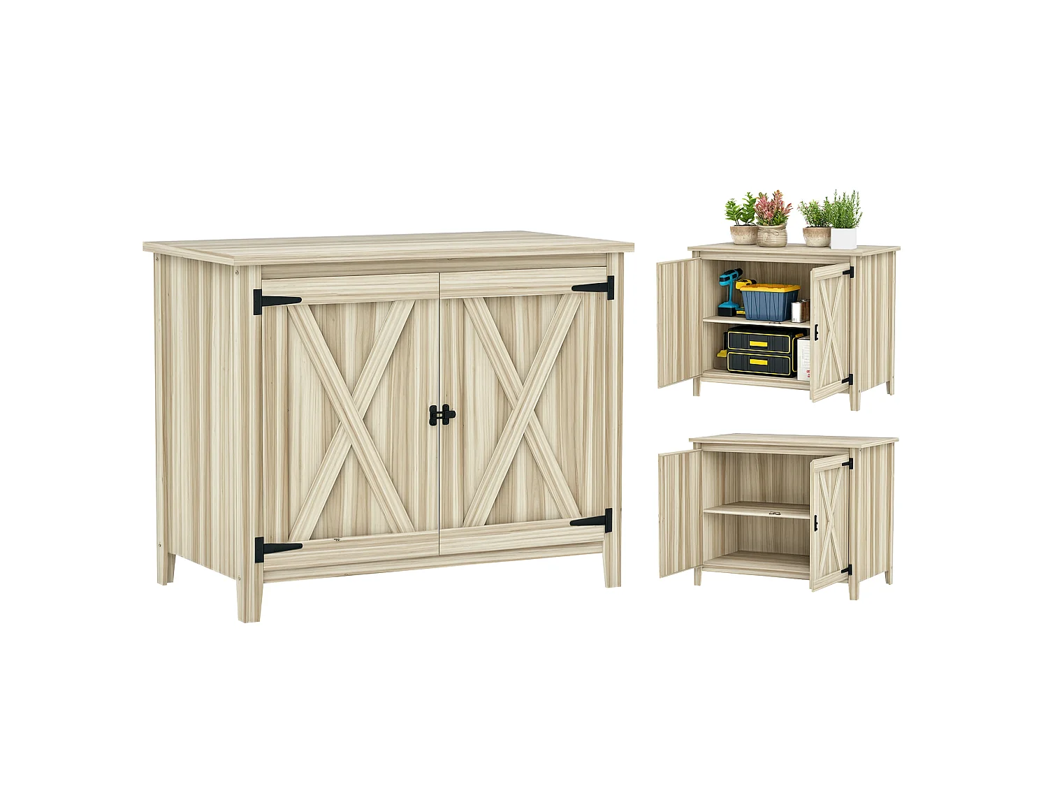 Armoire de jardin en bois 2 portes étagère 110 x 60 x 88 cm naturel