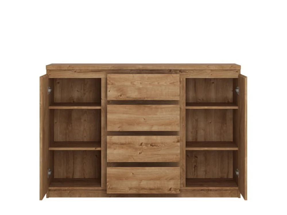 Commode Fribo 135x93x40cm - sans poignées - 4 tiroirs - salon salle à manger - chêne ribbeck