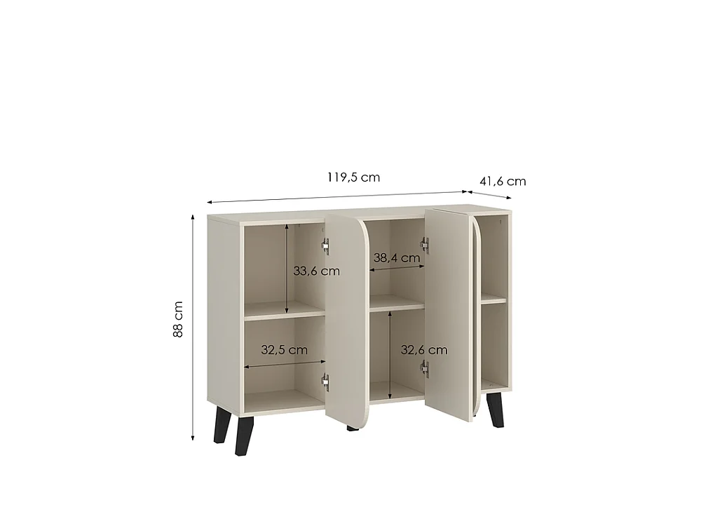 Commode Smooth Edge 119,5x88x41cm - 3 portes 3 étagères - salon chambre - cachemire