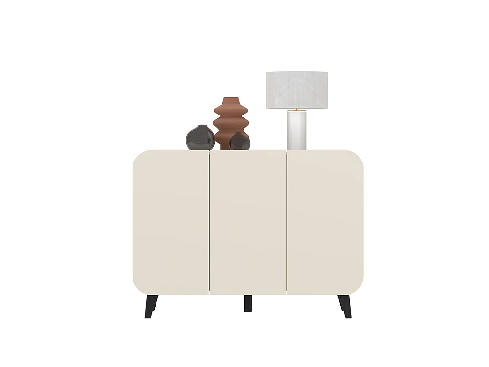 Commode Smooth Edge 119,5x88x41cm - 3 portes 3 étagères - salon chambre - cachemire