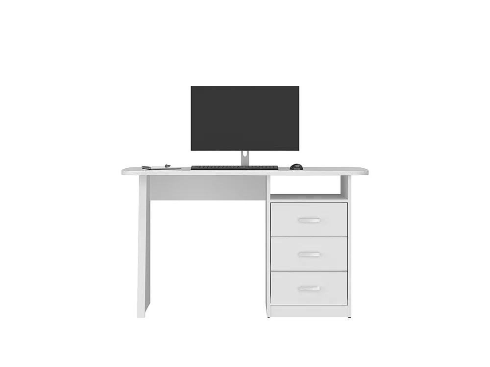 Biurko Adam 130x76x67cm - 3 szuflady 1 półka - do pracy i nauki - biały alpejski