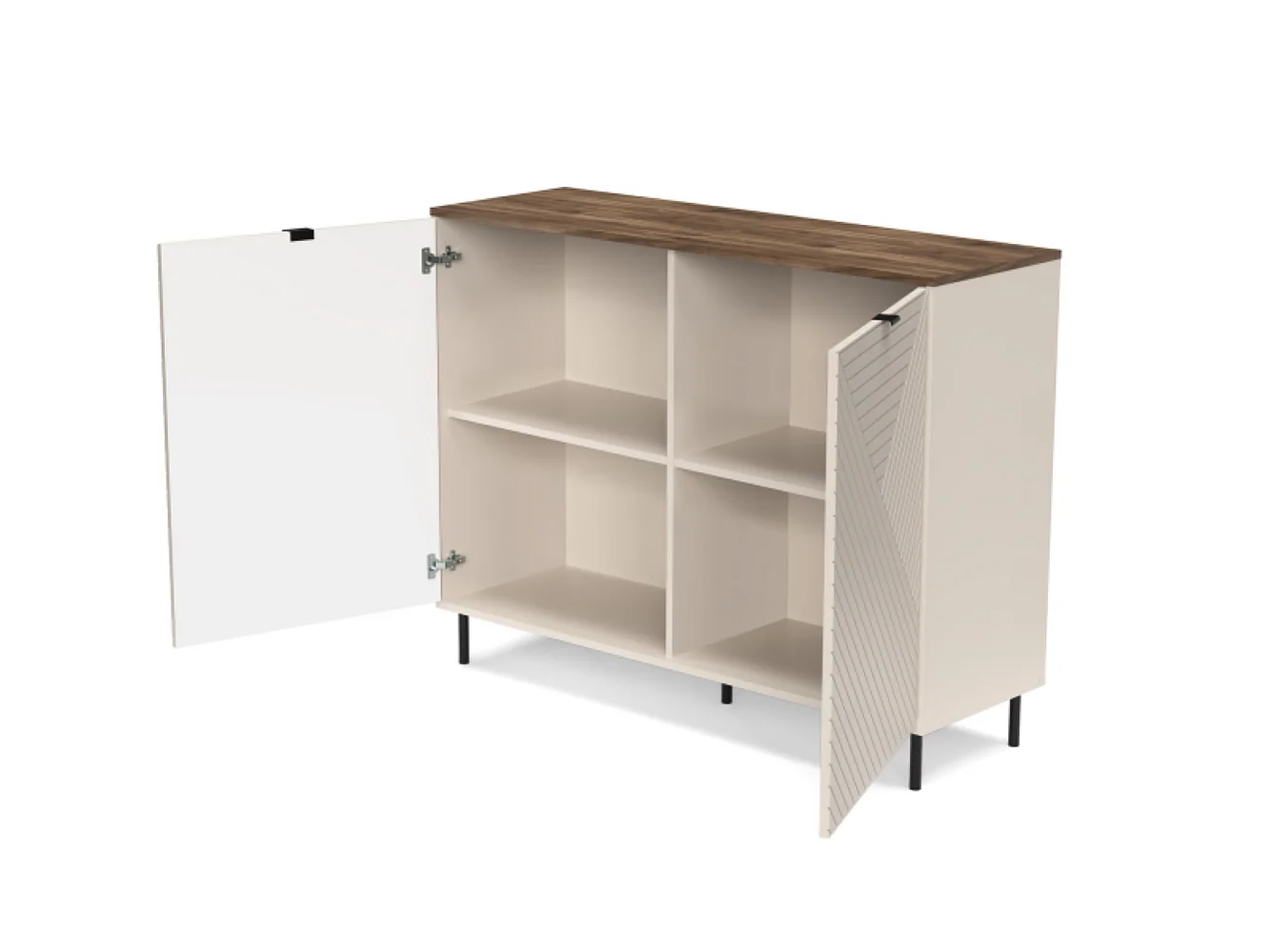 Commode Evo 123x95x40cm - 2 portes 4 étagères internes - salon - cachemire/chêne castello