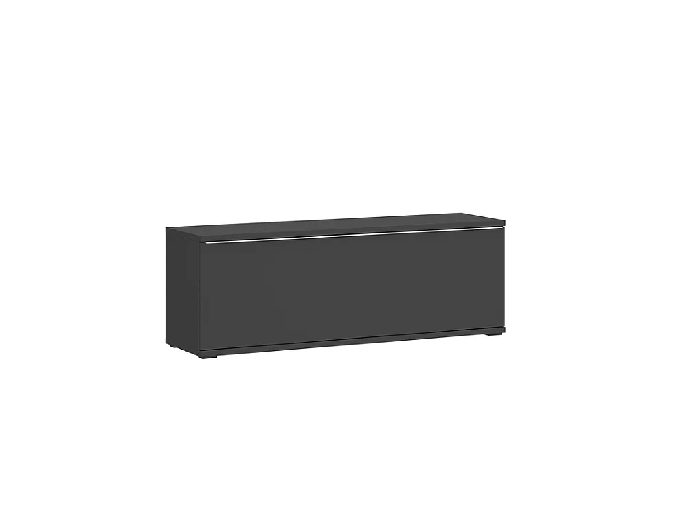Meuble TV Nisa 127,5x45x40cm - étagère ouverte 4 tablettes - pour salon - basalte