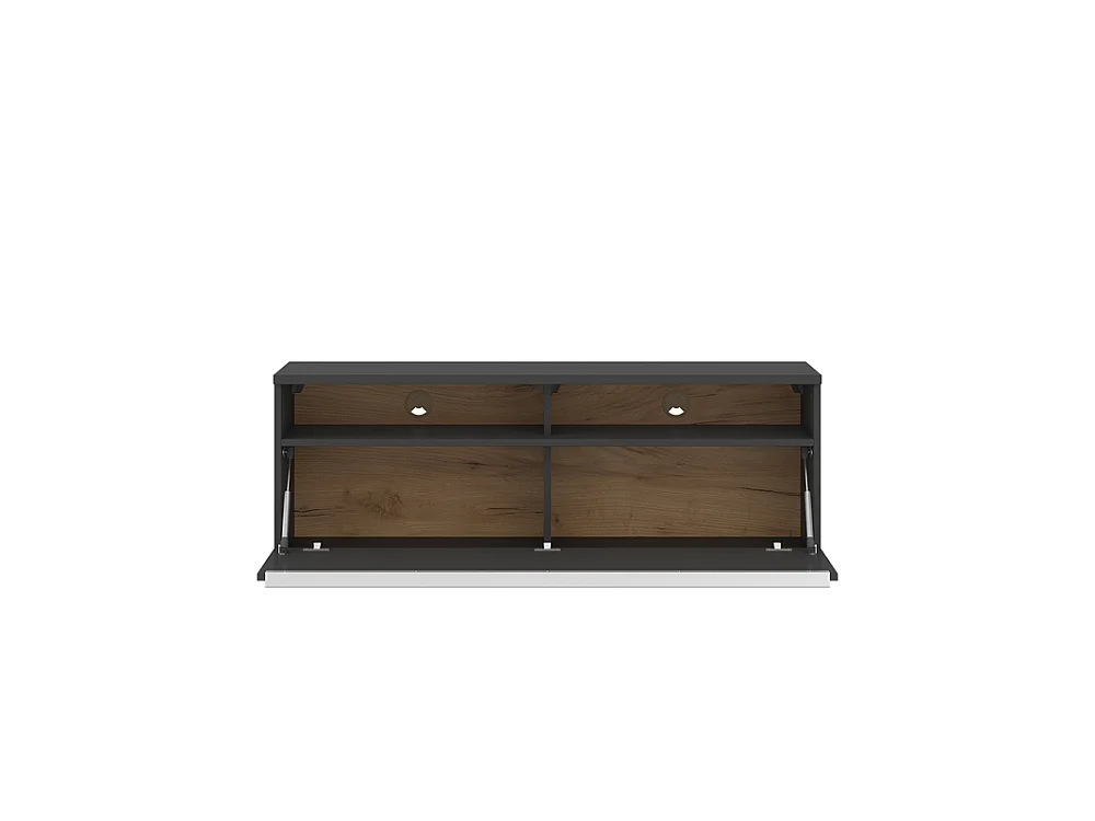 Meuble TV Nisa 127,5x45x40cm - étagère ouverte 4 tablettes - pour salon - basalte