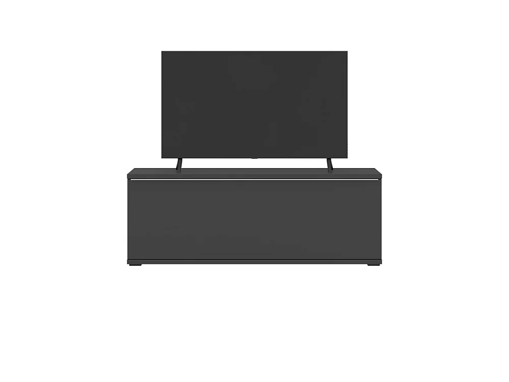 Meuble TV Nisa 127,5x45x40cm - étagère ouverte 4 tablettes - pour salon - basalte