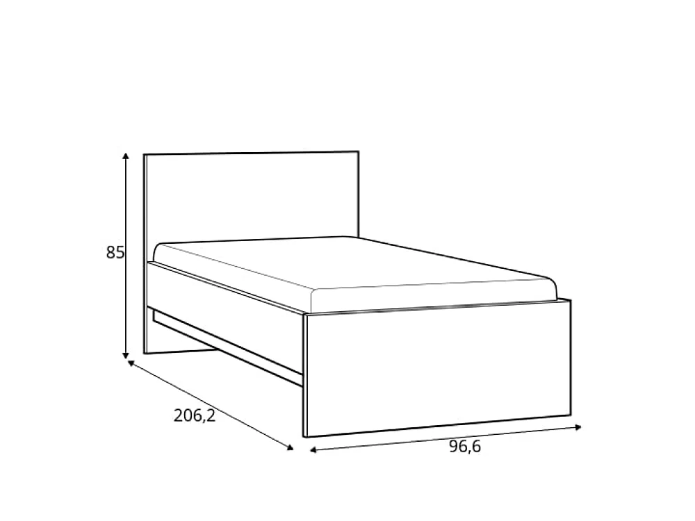 Eenpersoonsbed Fribo 90x200 cm - compact - tienerkamer - ribbeck eiken