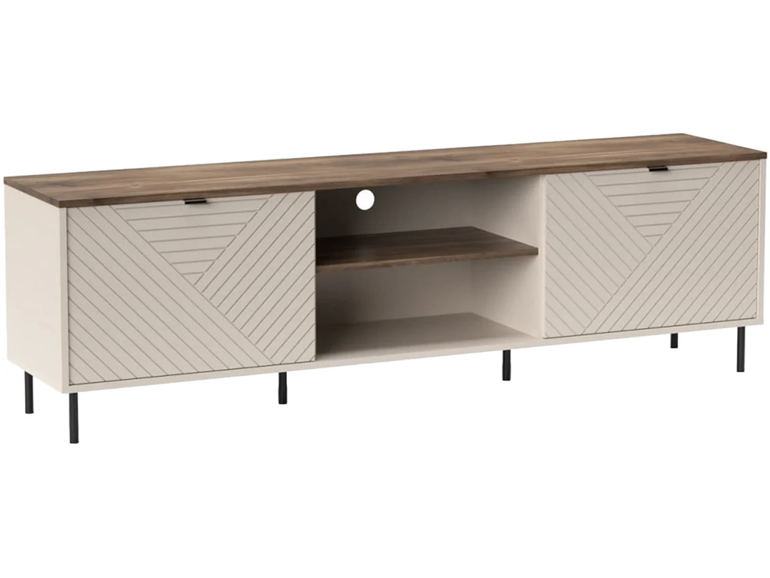 Meuble TV Evo 183x55x40cm - 2 armoires 2 étagères - pour salon - cachemire/chêne castello