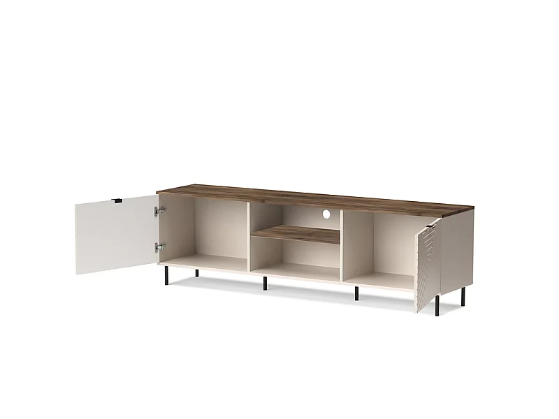 Meuble TV Evo 183x55x40cm - 2 armoires 2 étagères - pour salon - cachemire/chêne castello