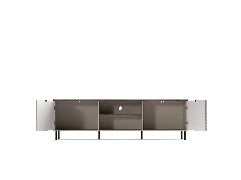 Meuble TV Evo 183x55x40cm - 2 armoires 2 étagères - pour salon - cachemire/chêne castello