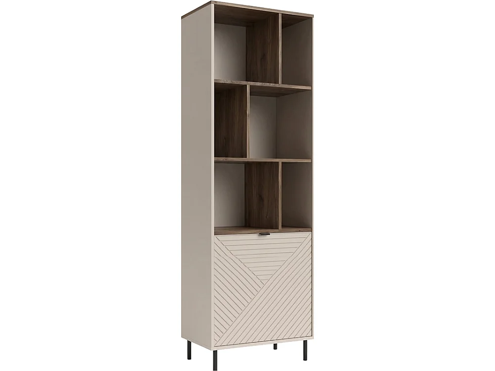 Étagère Evo 63x195x40cm - ouverte avec meuble bas - salon - cachemire/chêne castello