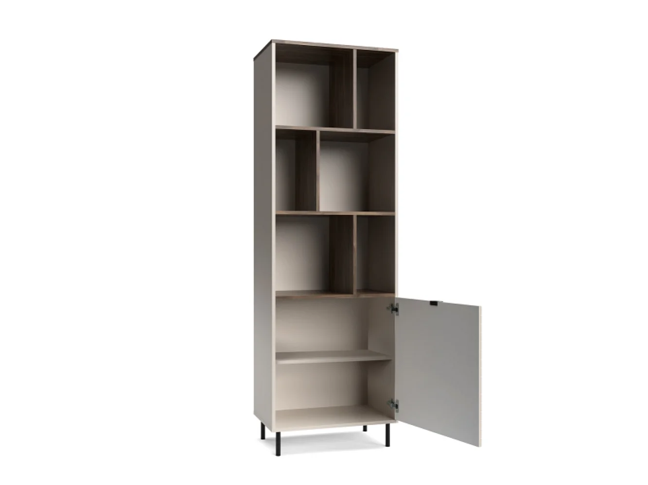 Étagère Evo 63x195x40cm - ouverte avec meuble bas - salon - cachemire/chêne castello