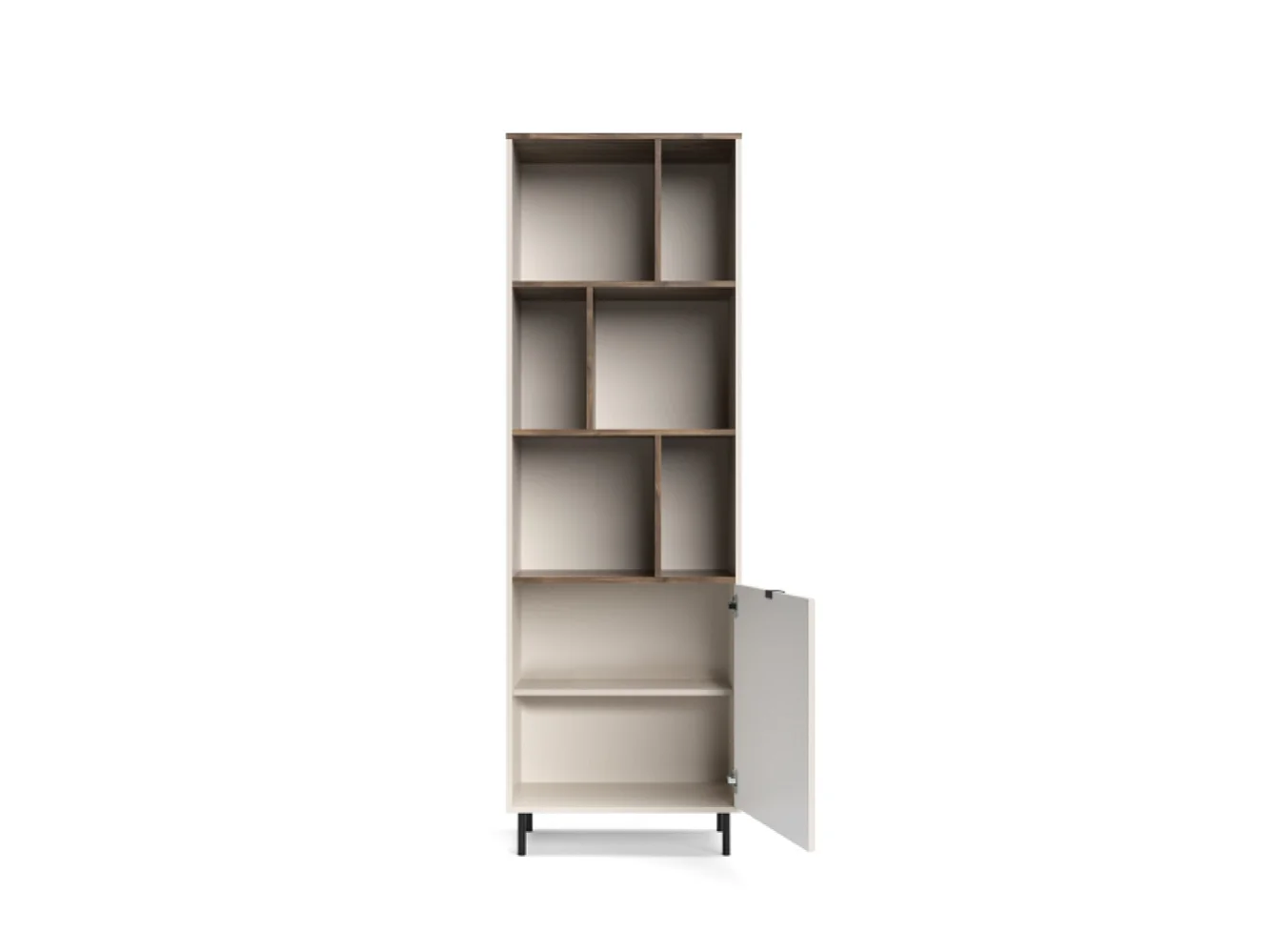 Étagère Evo 63x195x40cm - ouverte avec meuble bas - salon - cachemire/chêne castello