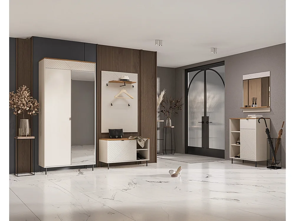 Étagère Evo 63x195x40cm - ouverte avec meuble bas - salon - cachemire/chêne castello