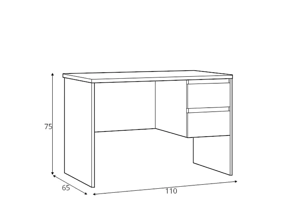 Biurko Fribo 110x75x65cm - szeroki blat - 2 szuflady - biuro - gabinet - dąb ribbeck